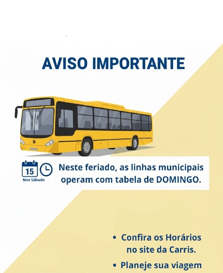 Proclamação da República: operação com tabela de DOMINGO em 15/11/2025